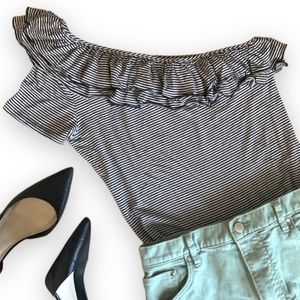 Romeo & Juliet Coture One Shoulder Top - Stripe